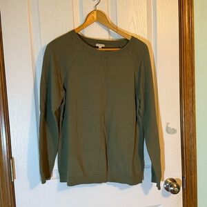 Talbots Cotton Blend Olive Green Crewneck Sweater Medium